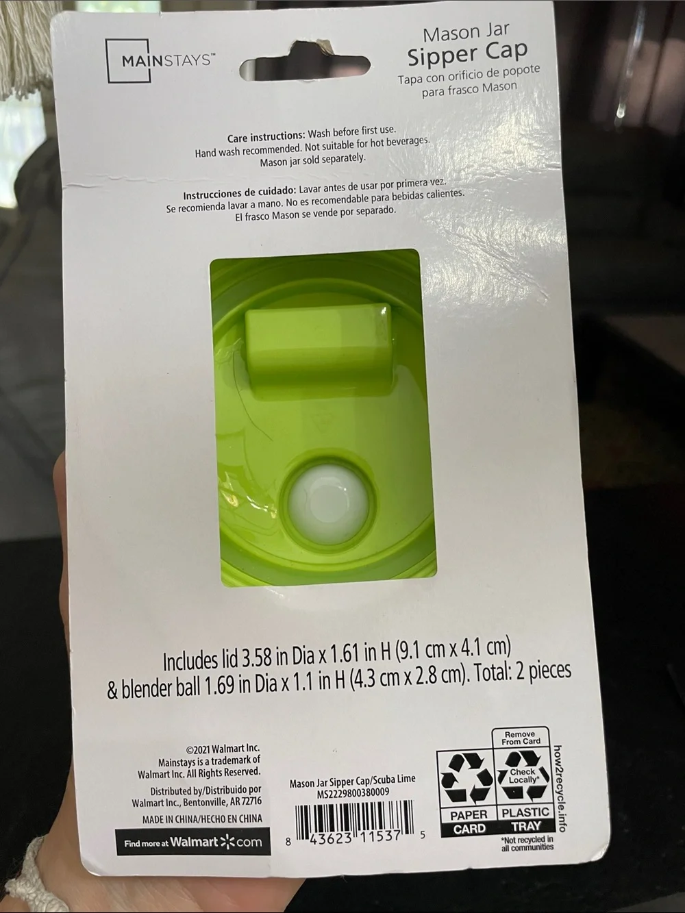 Wide-Mouth Mason Jar Sipper Cap - Green and Yellow (Set of 3) NIB
